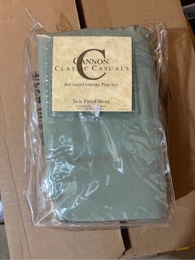 Cannon Classic Casuals Brushed Comfort Percale Pillowcases - Sage Green